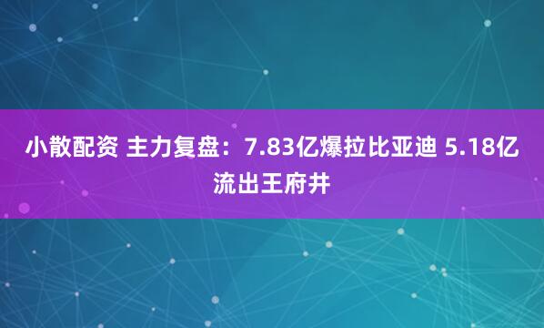 小散配资 主力复盘：7.83亿爆拉比亚迪 5.18亿流出王府井